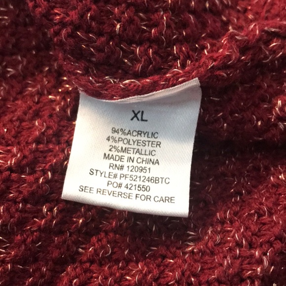 Pink Rose Maroon Cable Knit Sparkle Sweater XL - Picture 7 of 7